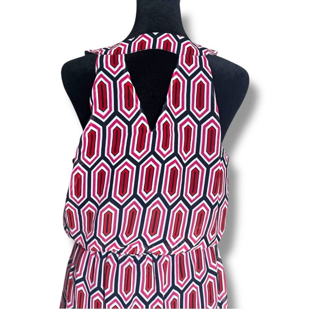 Banana Republic Red/White/Black Geometric Pattern Cutout Sleeveless Maxi Dress - Picture 6 of 16